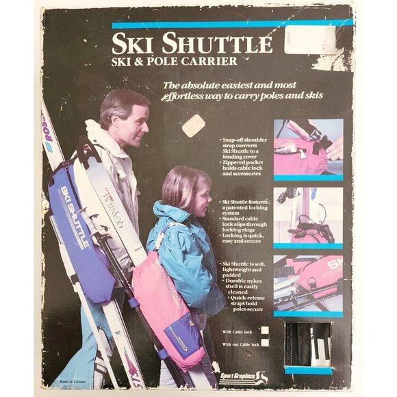 1980s Ski Shuttle Ski & Pole Carrier Bag NEW OB w/ Tags Sport Graphics VTG BAGS1